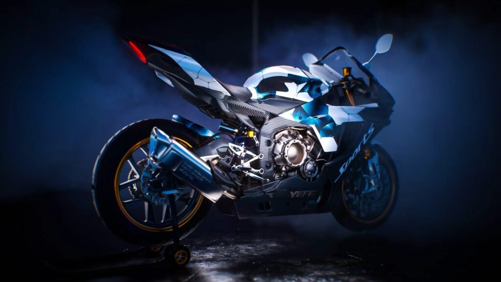 High-performance sport motorcycle with carbon fiber bodywork requiring regular oil change intervals, demonstrating the importance of proper motorcycle engine oil maintenance for high-RPM riding conditions, wet clutch systems, and engine protection using quality synthetic motorcycle oil