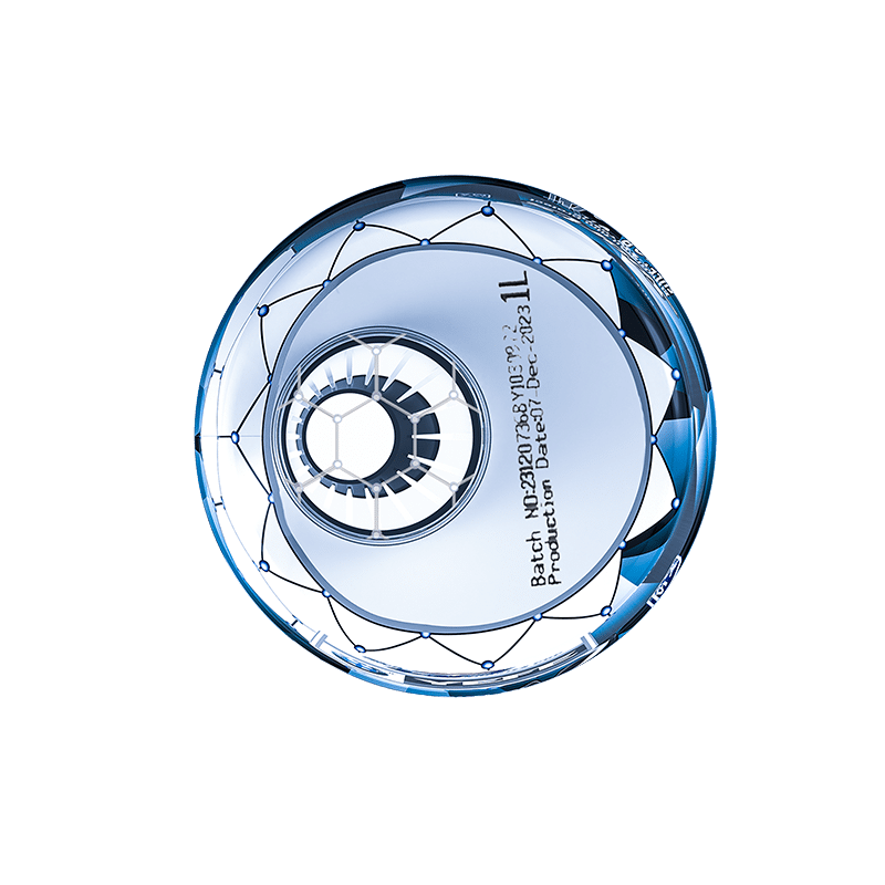 Engine oil bottle top view showing batch traceability information