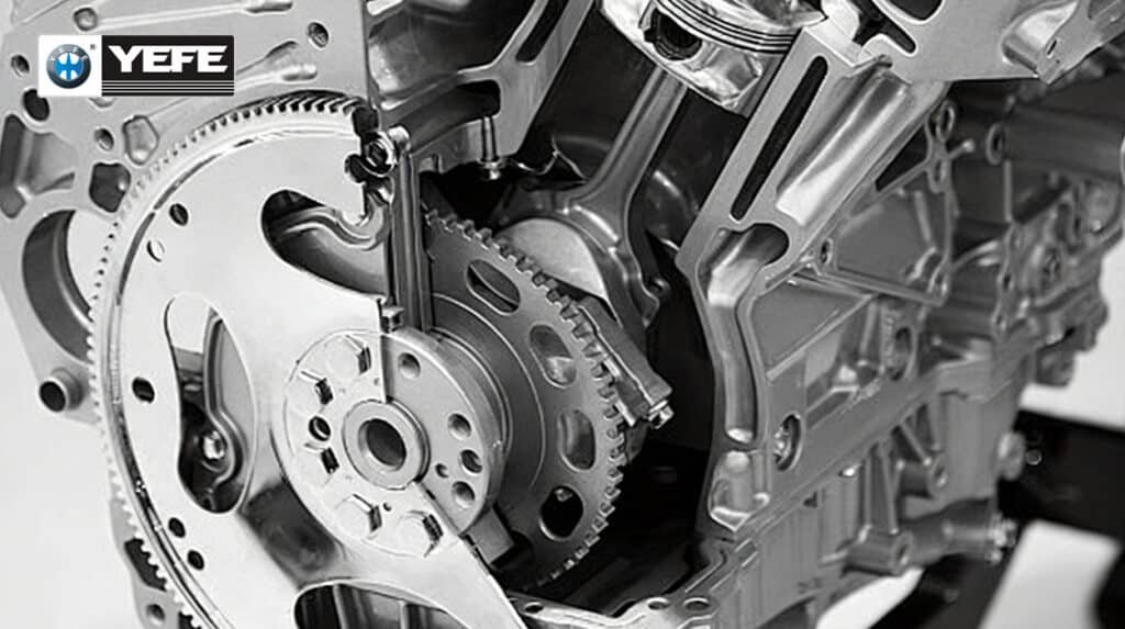 Cutaway view of a modern automatic transmission showing torque converter, planetary gears and hydraulic clutches — illustrating why OEM-specific ATF, CVT oil or DCT fluid is critical to prevent slippage, overheating and premature wear in BMW and other advanced drivetrains.