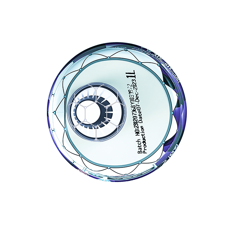 Top view of YEFE CVT automatic transmission fluid bottle showing sealed cap and batch identification