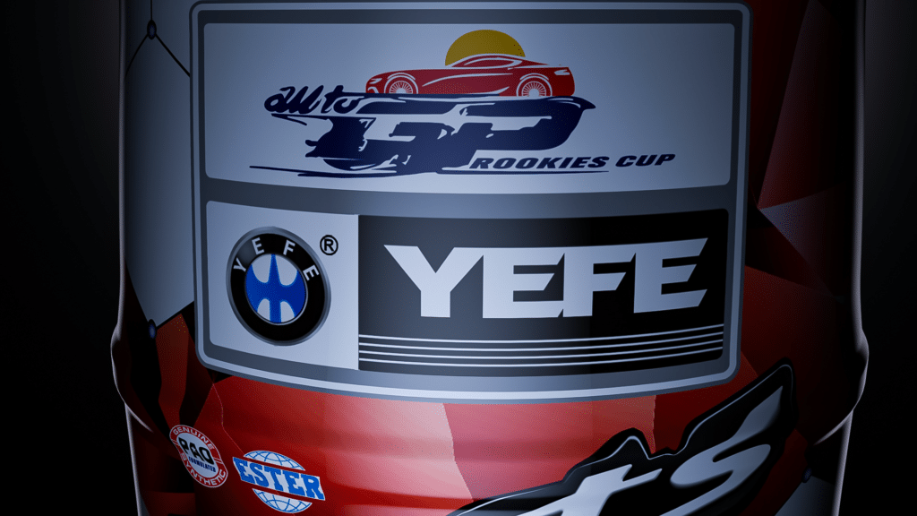 A close-up of a YEFE motor oil container featuring the "Auto GP Rookies Cup" and "Ester" logos. This image highlights high-performance ester-based synthetic oil technology, demonstrating the brand's expertise in formulating lubricants that resist thermal breakdown and maintain protection under the extreme stress of racing conditions.