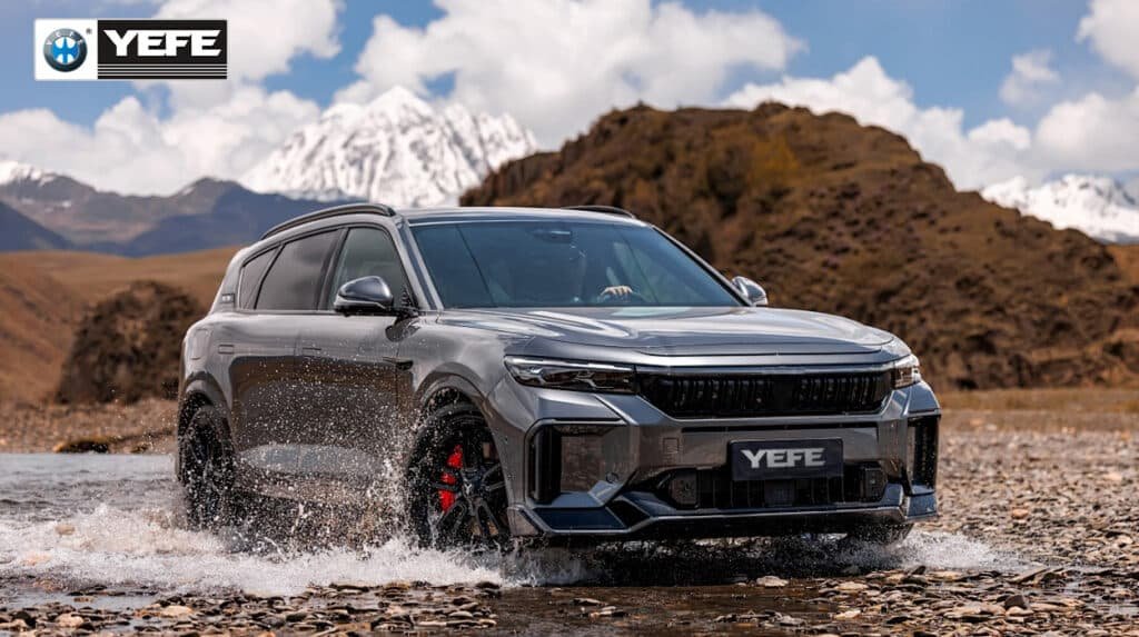 A rugged, high-performance SUV, branded with the YEFE logo, powers through a shallow river in a mountainous, off-road environment. This dynamic scene illustrates the extreme thermal and mechanical stress modern engines endure. The image visually supports the article's core message: YEFE motor oil is not just a lubricant but an active, multi-functional system. It highlights the oil's critical role in providing superior lubrication, cooling hot components like pistons and turbochargers, cleaning internal deposits, and protecting against corrosion, ensuring reliability and longevity even in the most demanding driving conditions.