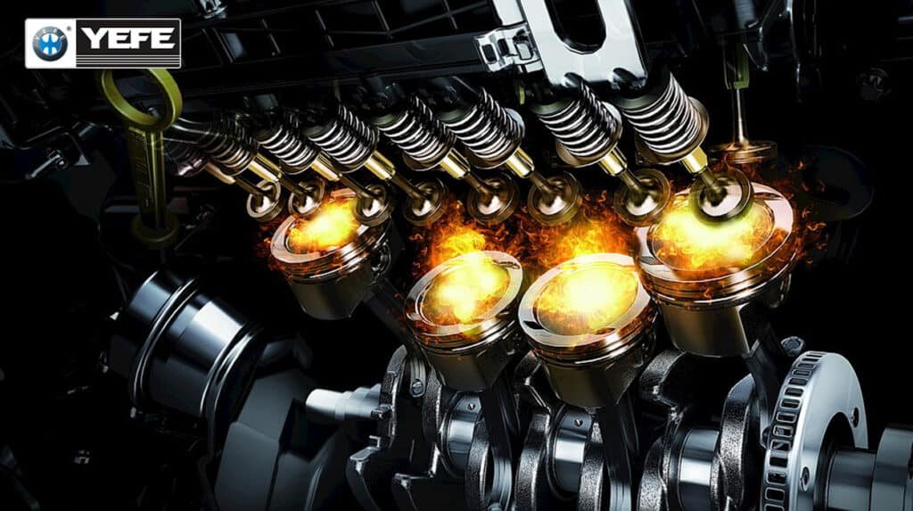 A detailed 3D cutaway view of an internal combustion engine showing active piston combustion and thermal stress. This image illustrates the severe operating conditions that make correct oil viscosity and specification critical, highlighting the risks of common engine oil mistakes such as using the wrong oil grade, which can lead to inadequate film strength, increased friction, and accelerated engine wear.