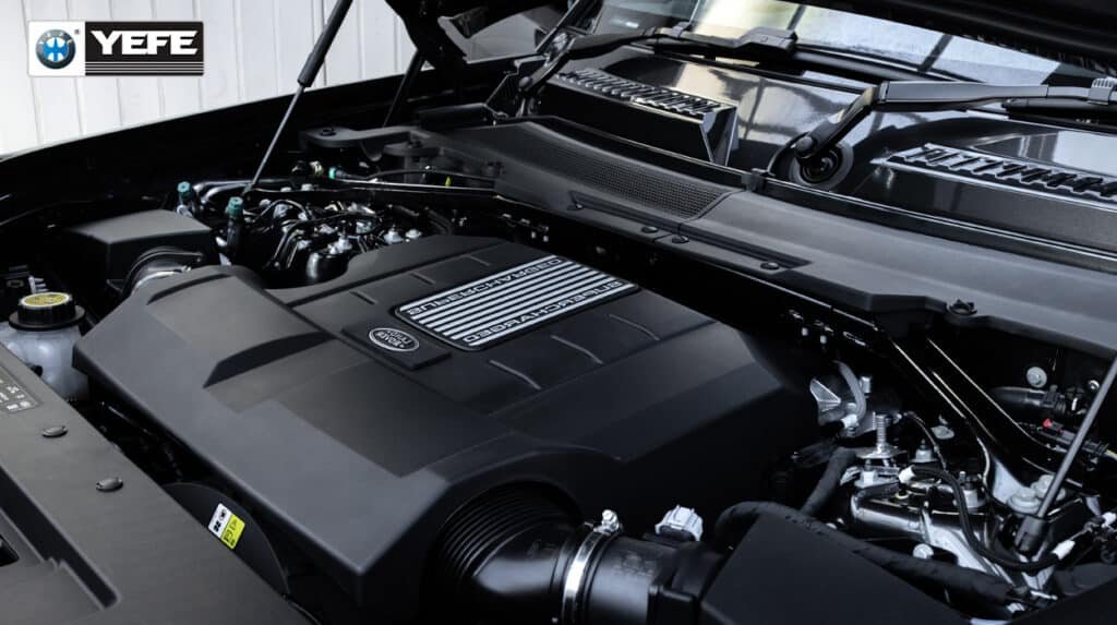 Full view of modern aluminum alloy vehicle engine compartment, shows complete cooling system layout requiring matching IAT, OAT or HOAT YEFE engine coolant to protect mixed metal engine components against corrosion, overheating and sludge buildup, reference for mechanics matching OEM coolant specifications