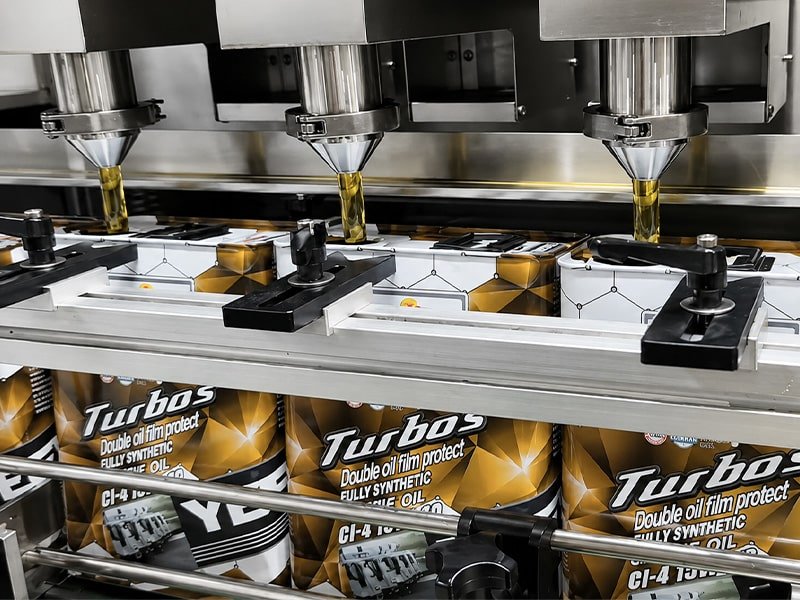 Finished private label lubricant products in production area for quality assurance at YEFE