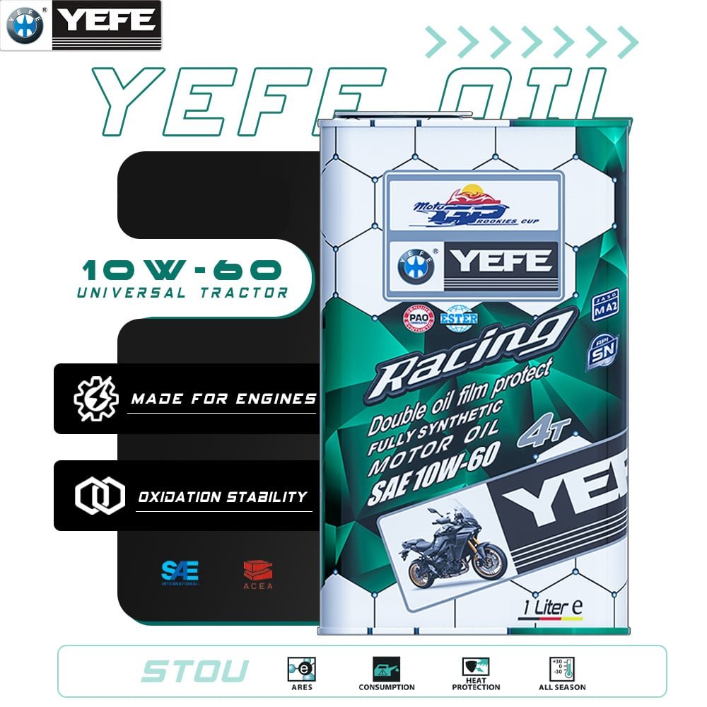 4-Stroke Full Synthetic Racing Engine Oil 10W-60 for High-Performance Motorcycles