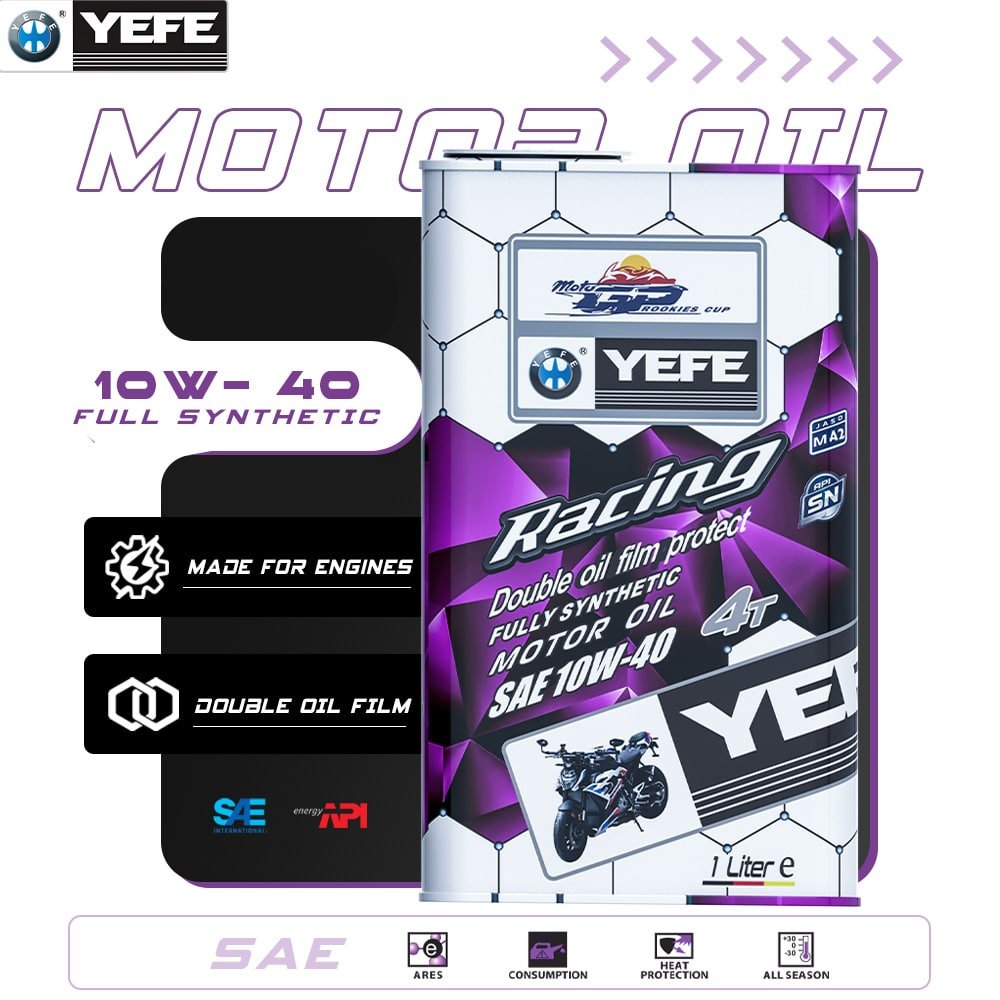 4-Stroke Synthetic Engine Oil 10W-40 for Motorcycles with Wet & Dry Clutches
