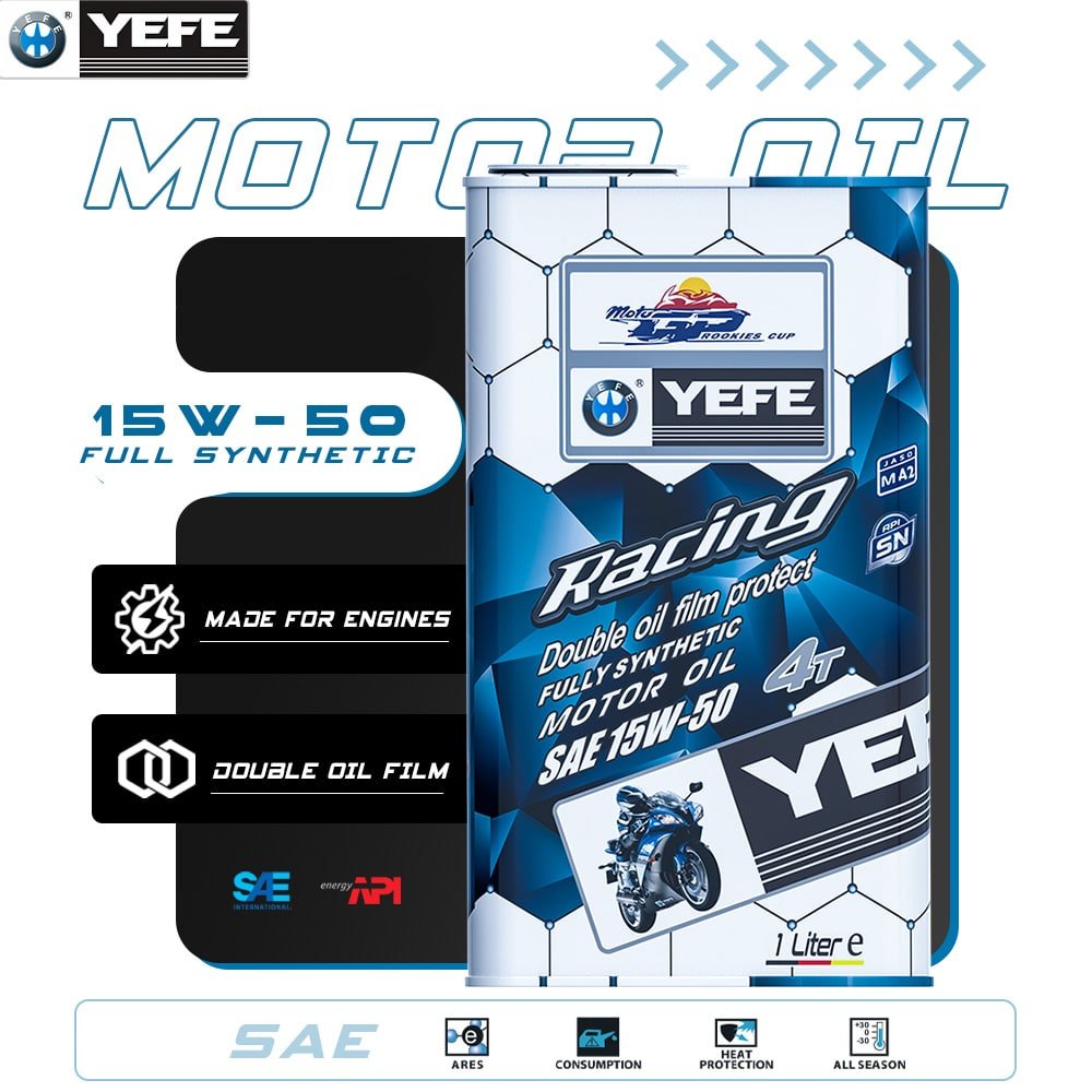4-Stroke Full Synthetic Engine Oil 15W-50 for High-Output Motorcycles